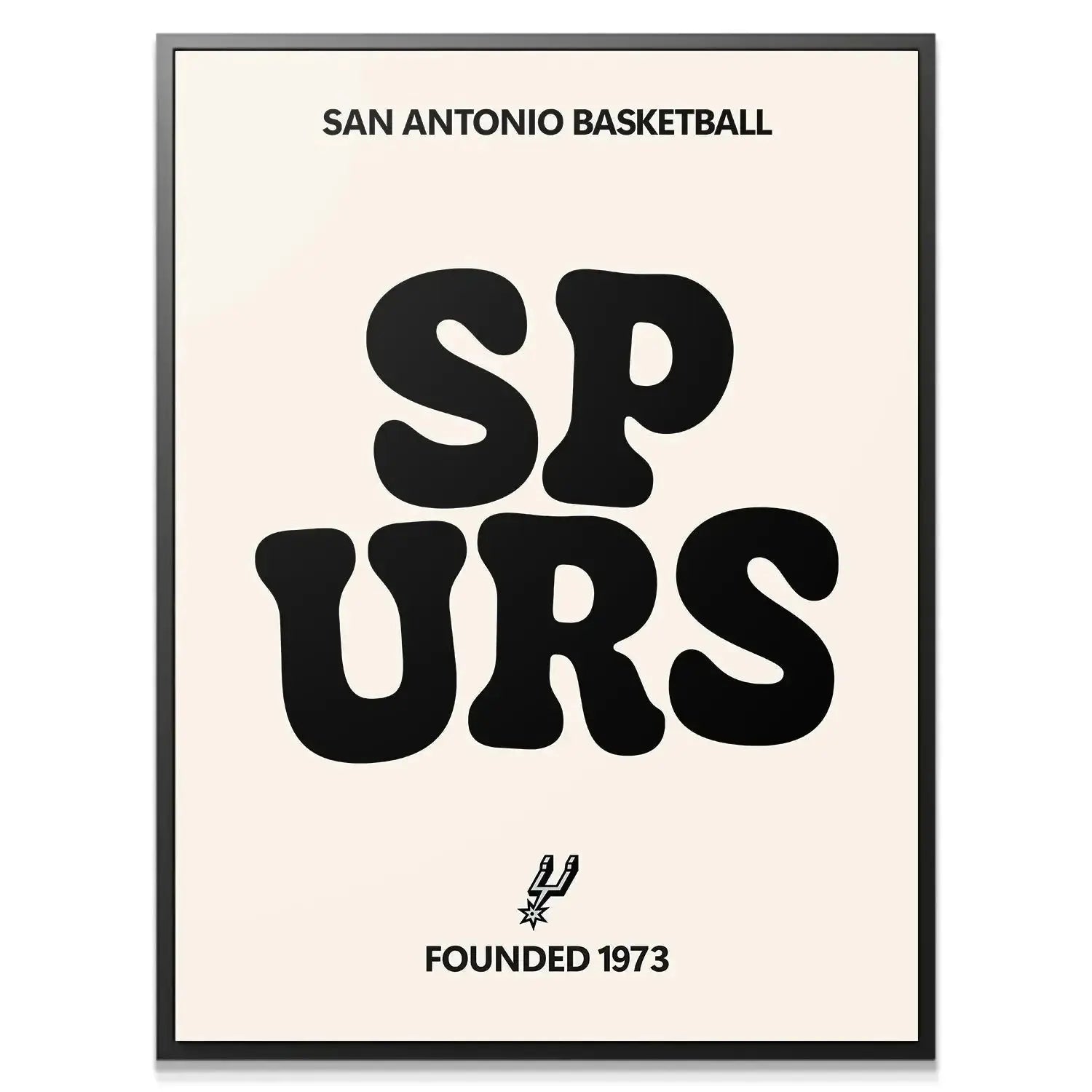 Close-up detail of the rounded font texture and matte finish on the 'Broken Text - Spurs' print.