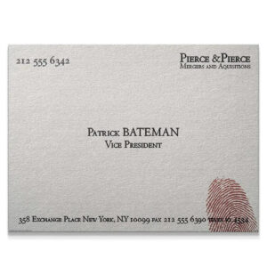Close-up view of the textured paper stock on the Pierce & Pierce Business Card, showing high-quality fibers.