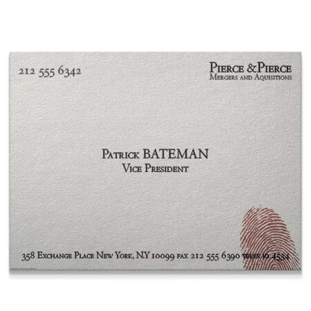 Close-up view of the textured paper stock on the Pierce & Pierce Business Card, showing high-quality fibers.