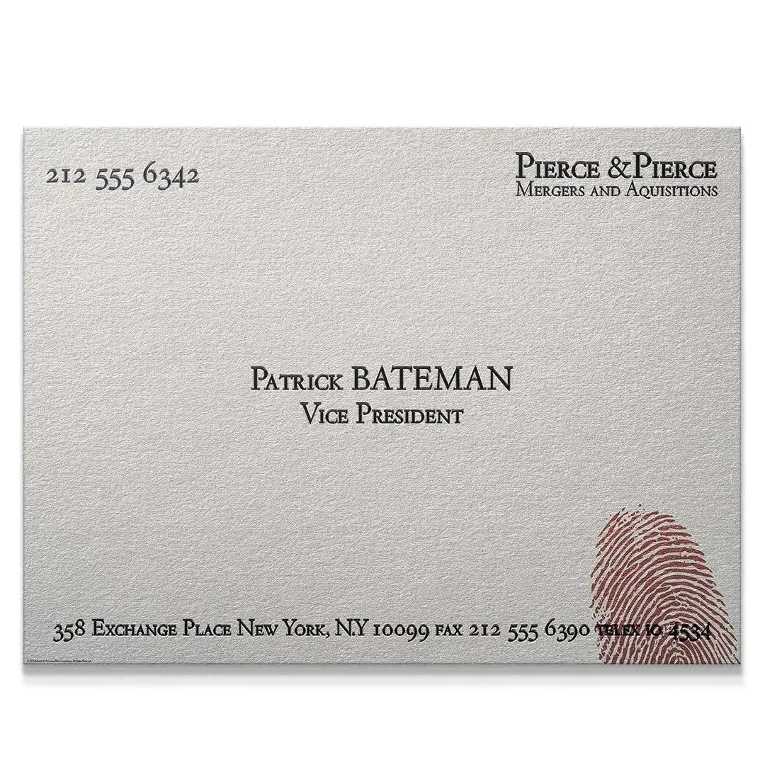 Close-up view of the textured paper stock on the Pierce & Pierce Business Card, showing high-quality fibers.