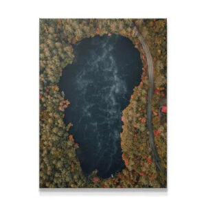 Close-up of the misty water texture in the 'Cabin Side Views' aerial photography.