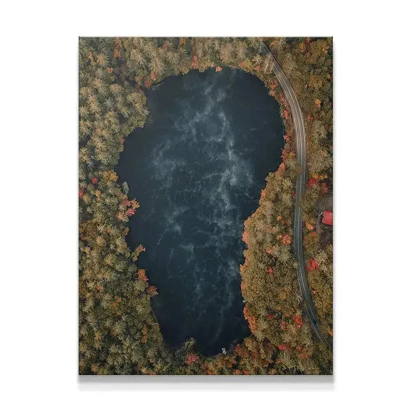 Close-up of the misty water texture in the 'Cabin Side Views' aerial photography.