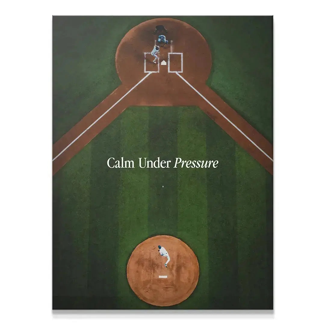 Full overhead view of the baseball diamond featured in the motivational 'Calm Under Pressure (Baseball)' art print.