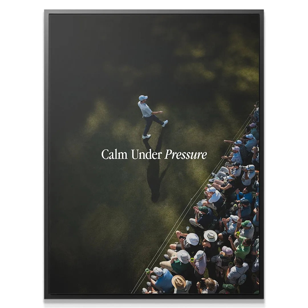 Close-up on the dramatic shadow cast by the athlete in the 'Calm Under Pressure (Golf)' artwork.