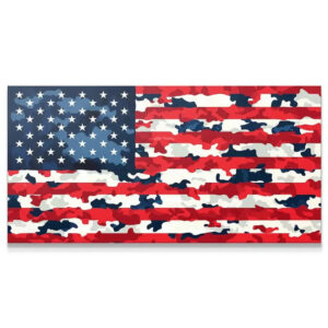 Dynamic Camo USA Flag modern art print displayed horizontally showing the full graphic