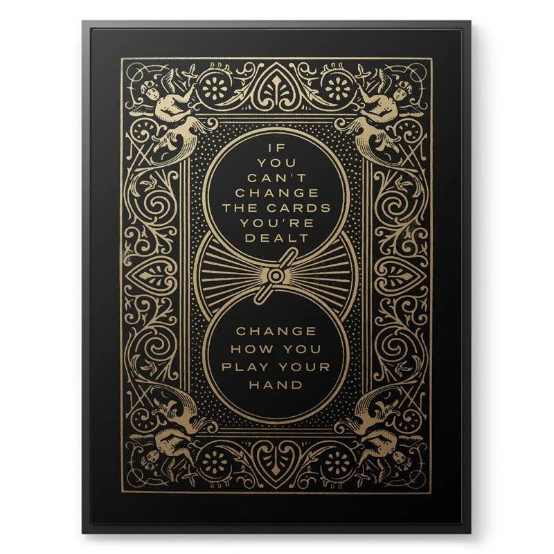 Close-up detail showcasing the ornate baroque scrolling design defining the aesthetic of 'Cards You’re Dealt' artwork.