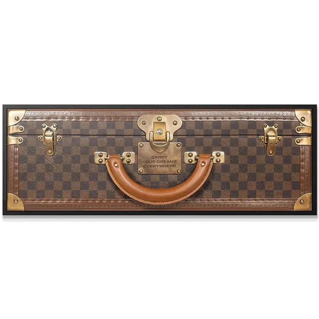 Full frontal view of the Vintage Vanity Case with leather handle, inspiring you to Carry Your Dreams Everywhere.
