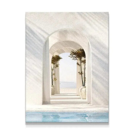 Minimalist white architecture wall art called Casa Arco.