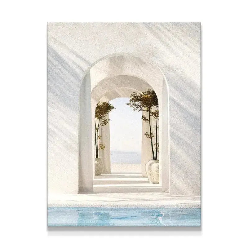 Minimalist white architecture wall art called Casa Arco.