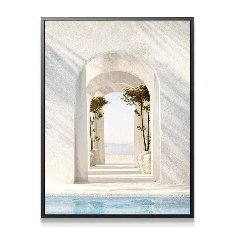 View through multiple repeating arches showing perspective and depth in Casa Arco print.