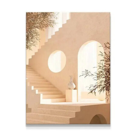 Ascending geometric staircase capturing the striking shadow play in Casa L Escala artwork.