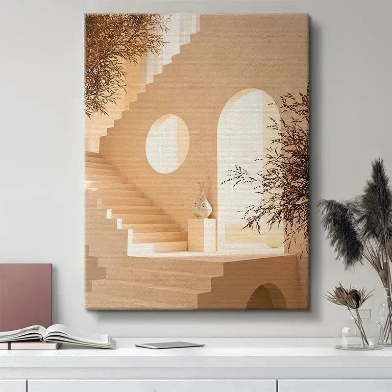 Warm monochromatic sand and terracotta color palette defining the soothing aesthetic of Casa L Escala.