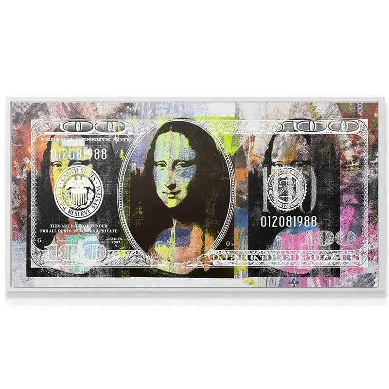 Corner detail of the numerical serial number and seal on the Cash Queen art print.