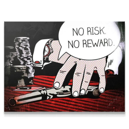 Close-up of the comic-style hand and speech bubble in the Casino Royale artwork.