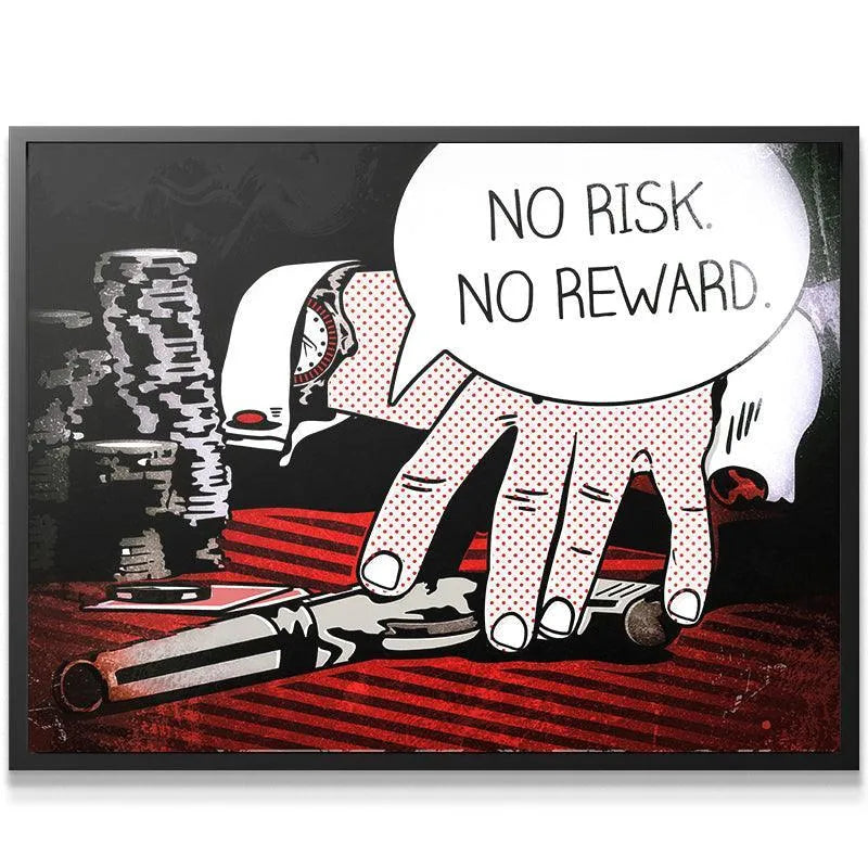 Detailed view of the stacked poker chips in the foreground of the Casino Royale print.