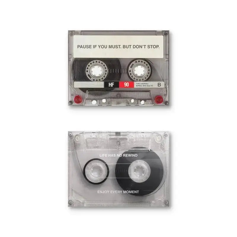 Low-angle lifestyle photo showing the minimalist Cassette Set hanging above a desk setup.