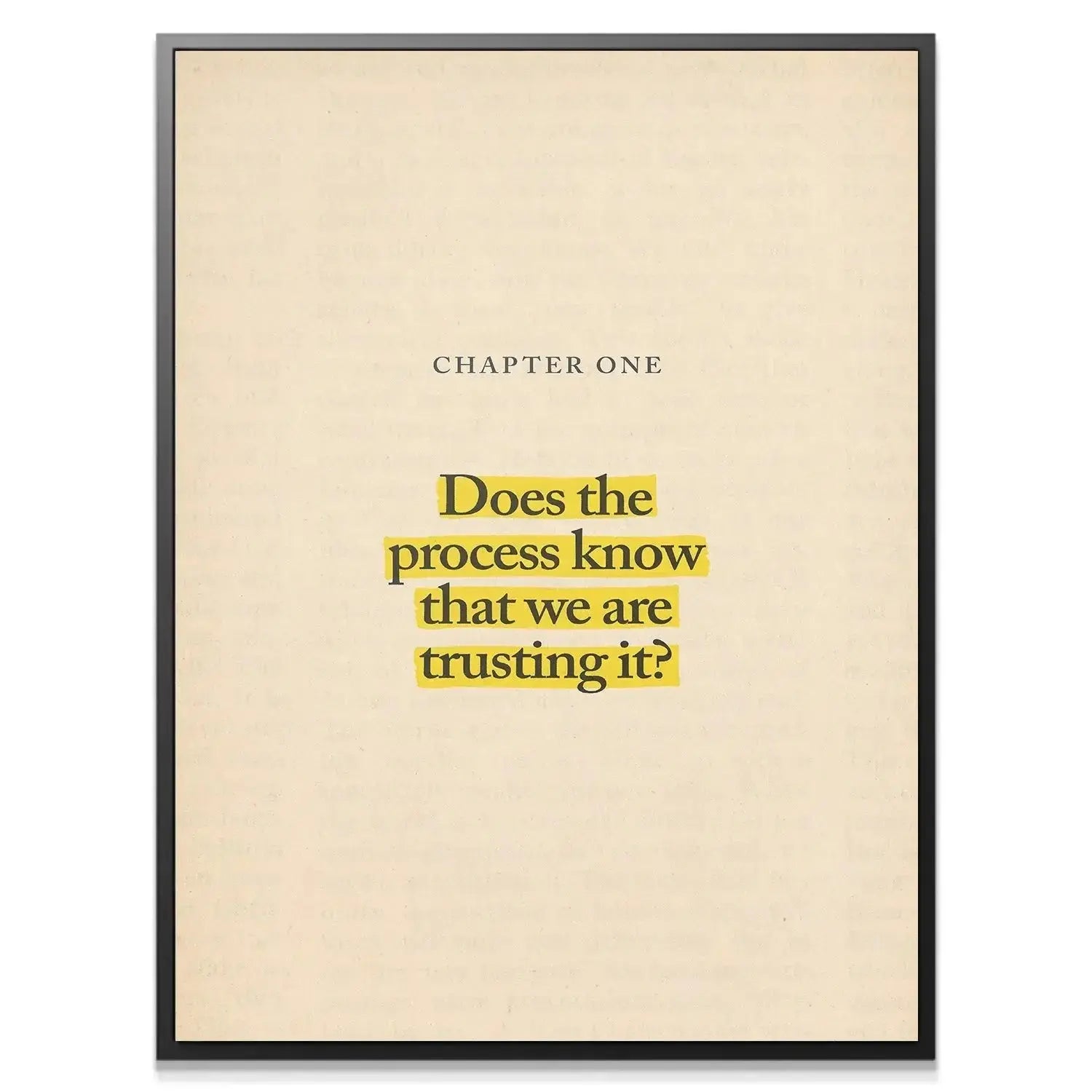 Close-up detail of the highlighted yellow text in the 'Chapter One - The Process' poster.