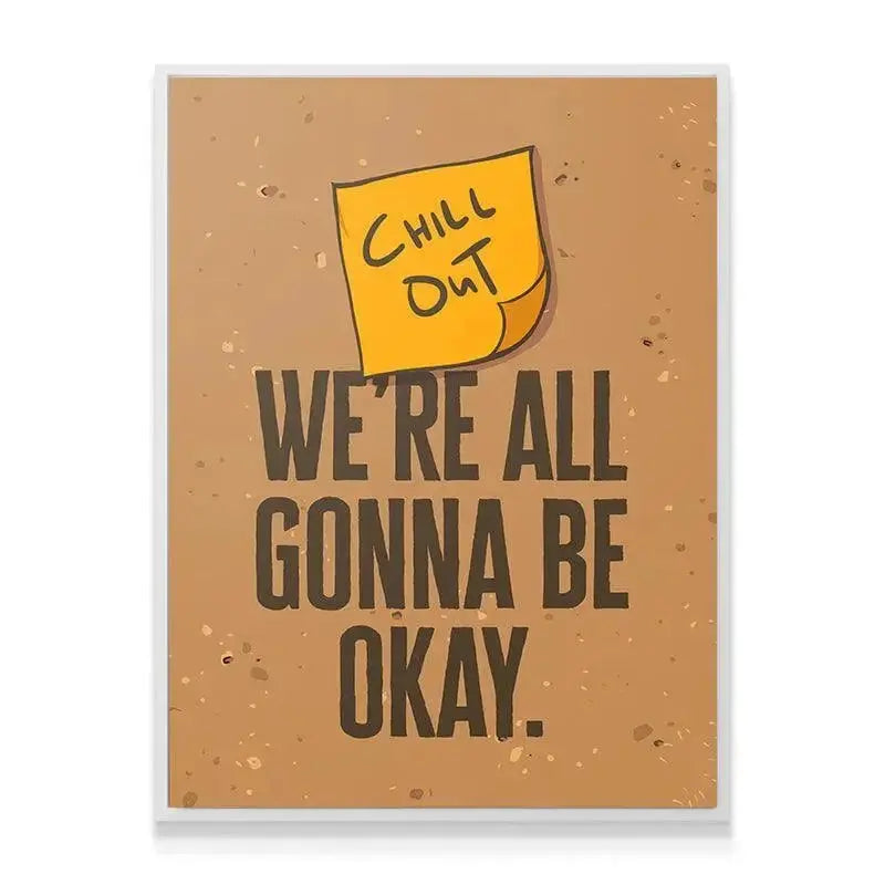 Macro texture shot of the speckled, kraft-paper background behind the Chill Out (Sticky Note) design.