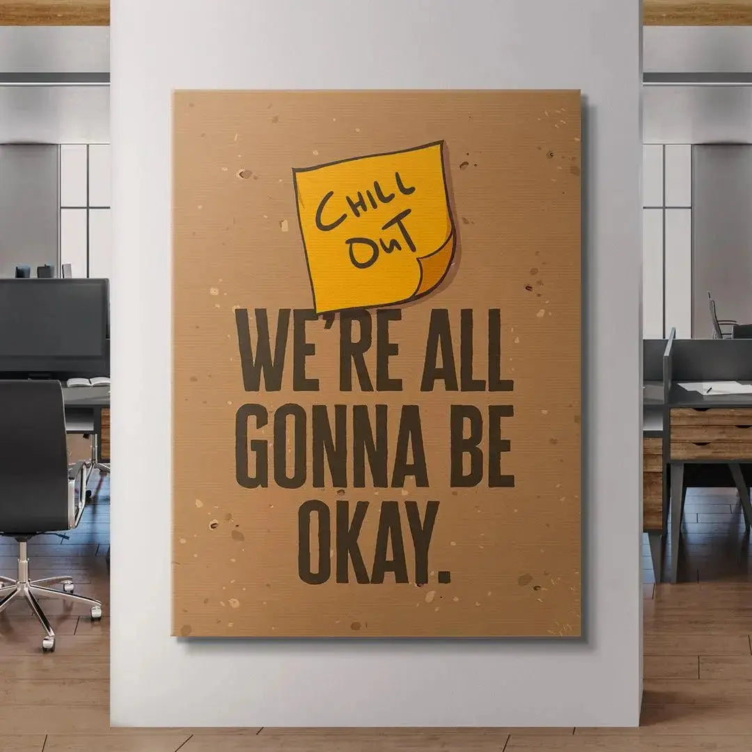 Artwork highlighting the contrast between the dark text and the bright yellow color of the Chill Out (Sticky Note).