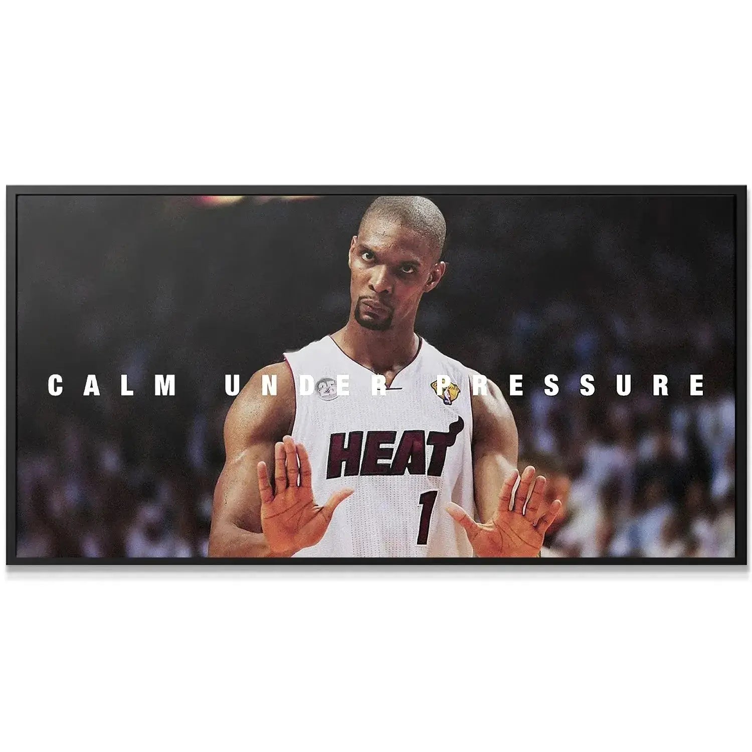 Close-up portrait of Chris Bosh - Calm's focused expression in his Miami Heat uniform