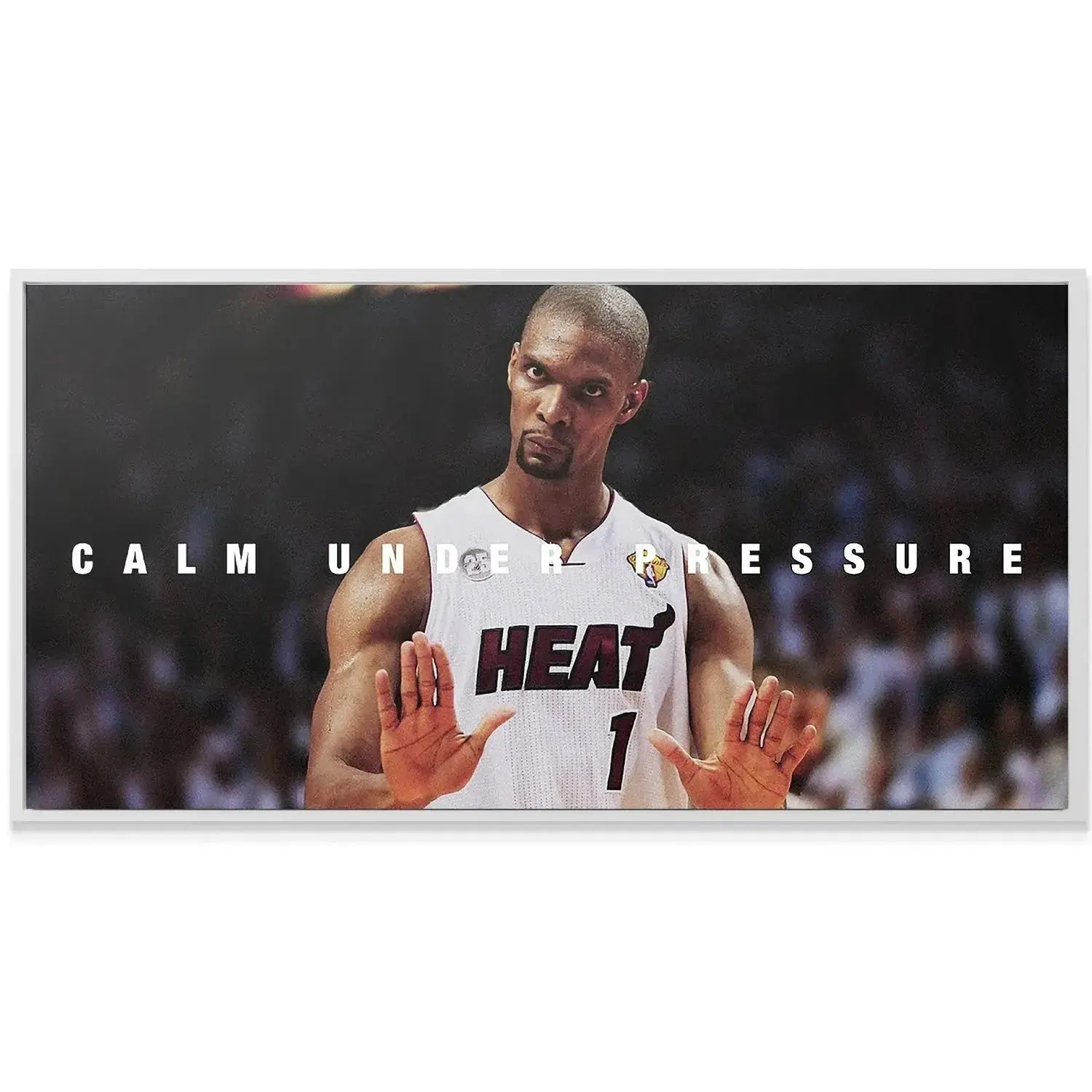Detail shot of the number 1 jersey and NBA Finals patch on the Chris Bosh - Calm artwork