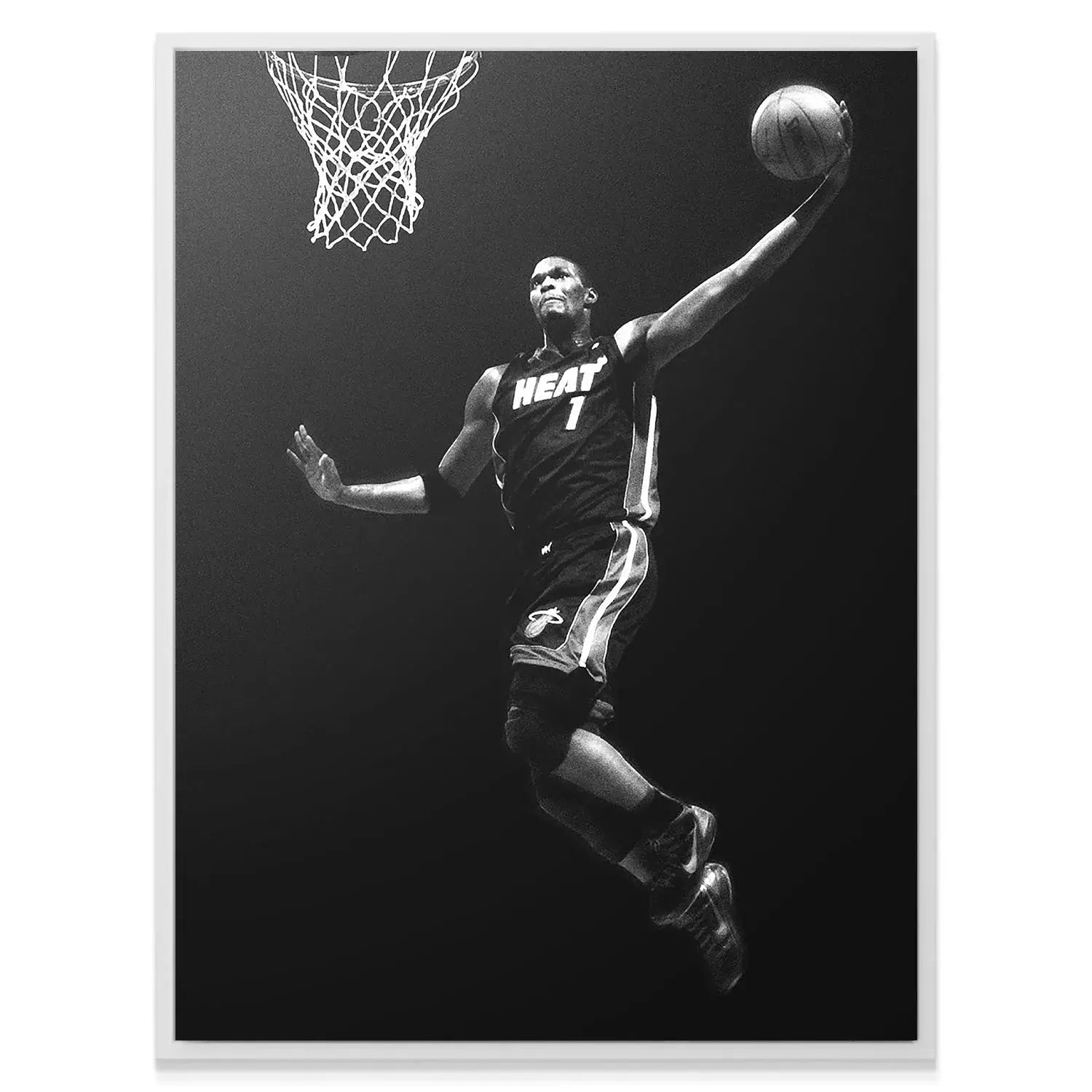 Black and white texture study highlighting the jersey fabric during Chris Bosh - Dunk #2.