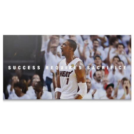 Full image shot of the 'Chris Bosh - Success Requires Sacrifice' motivational poster capturing raw NBA intensity.