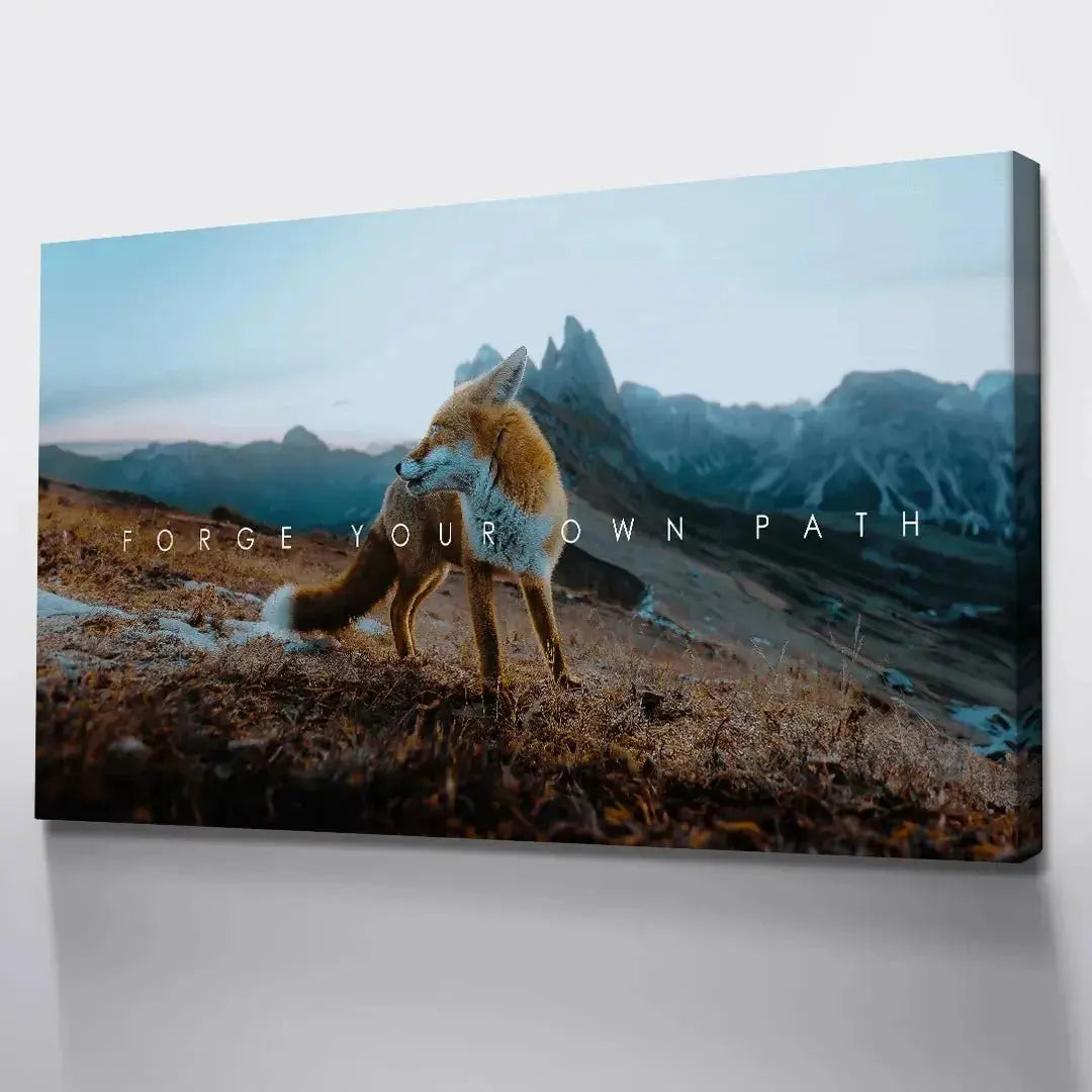Fox silhouette against the soft, cool-toned sky featured in 'Chris Henry - Forge Your Own Path' artwork.
