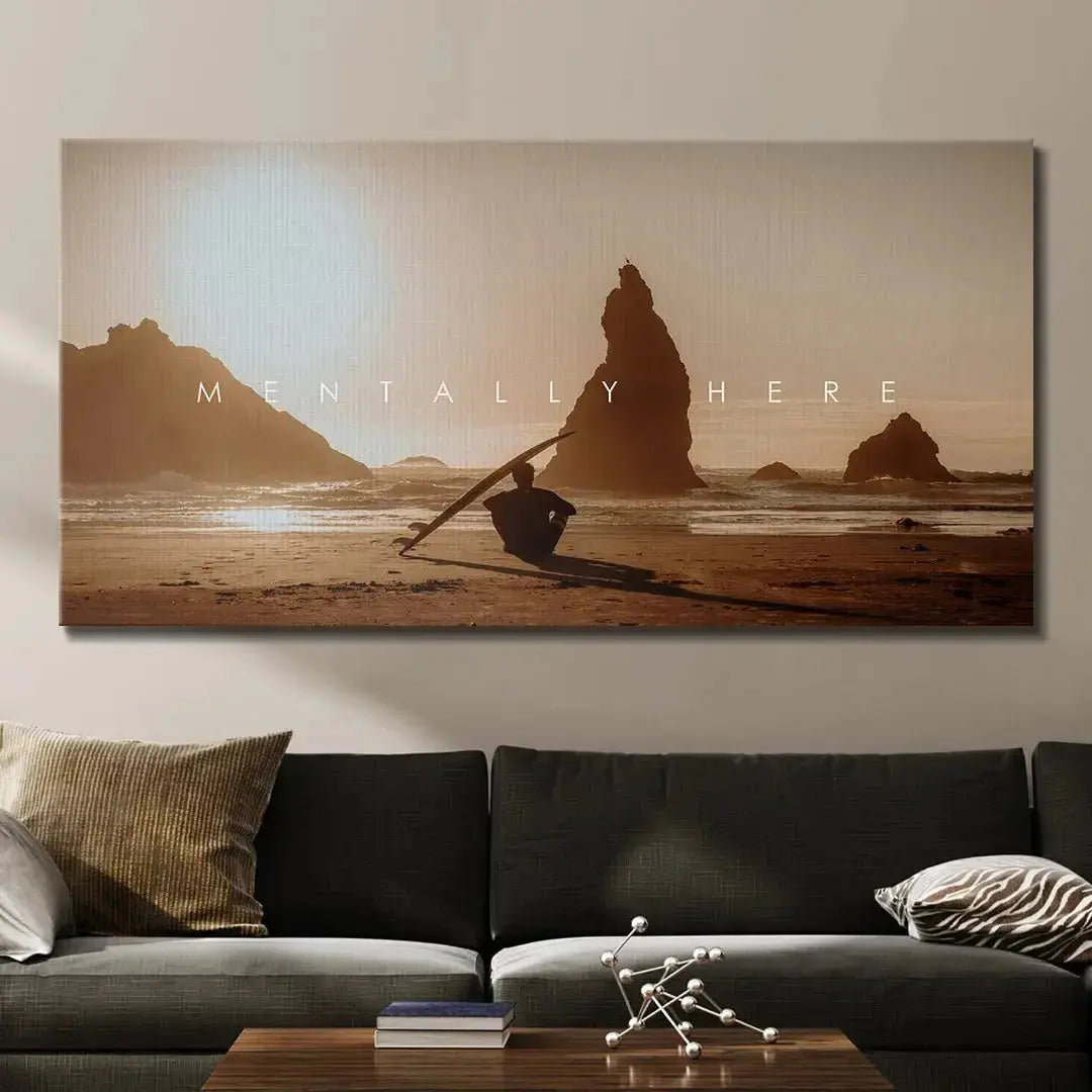 Dramatic angle highlighting the monumental size of the central rock formation featured in the piece 'Chris Henry - Mentally Here'.