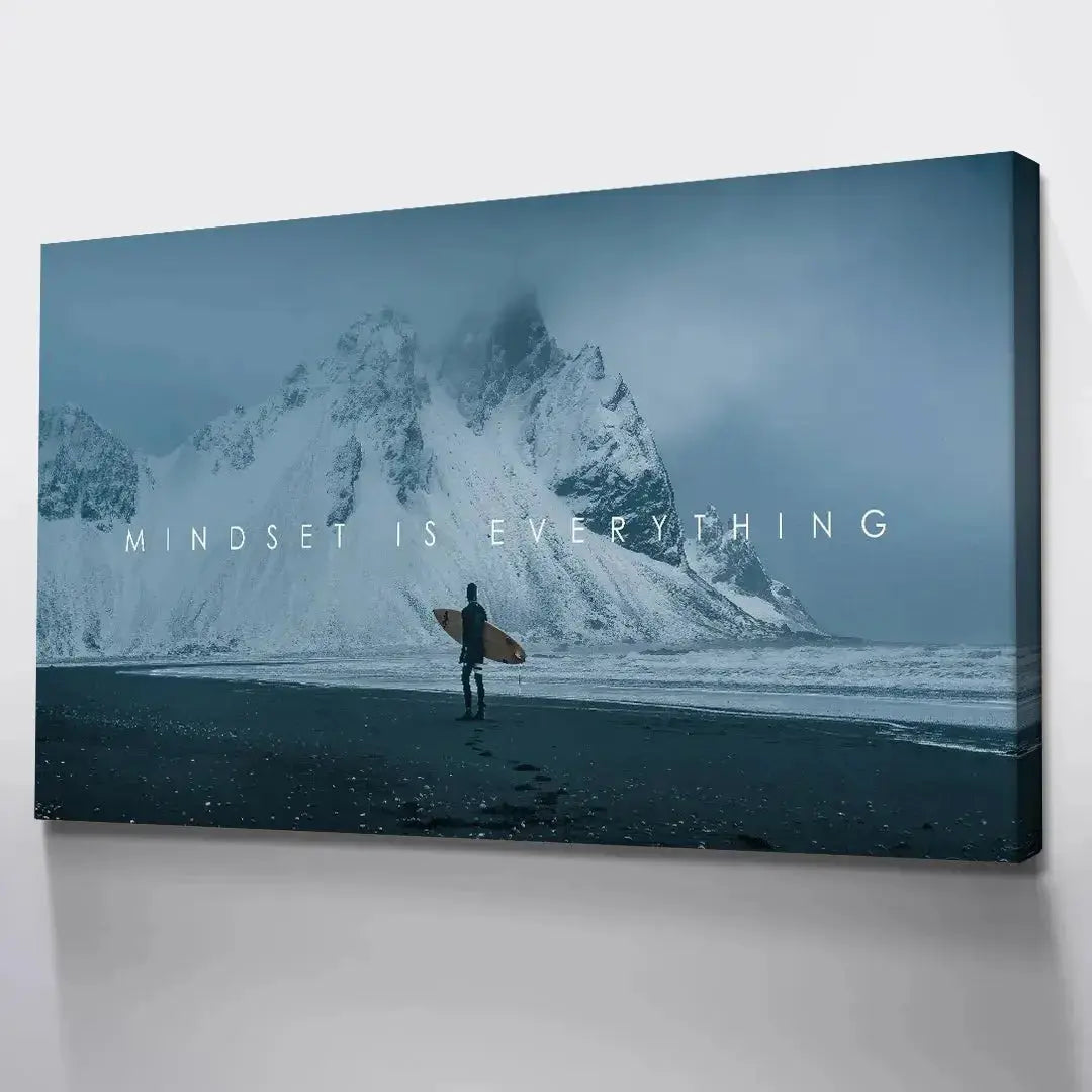 Panoramic view capturing the inspirational text 'MINDSET IS EVERYTHING' overlay on the photo by Chris Henry.