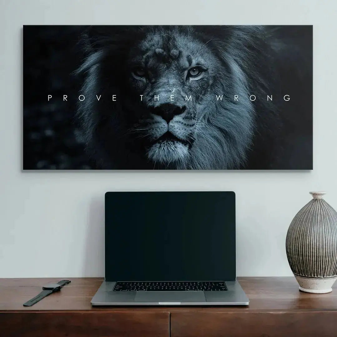 Dynamic black and white image capturing the deep shadows and contrast on the lion's face for Chris Henry - Prove Them Wrong.
