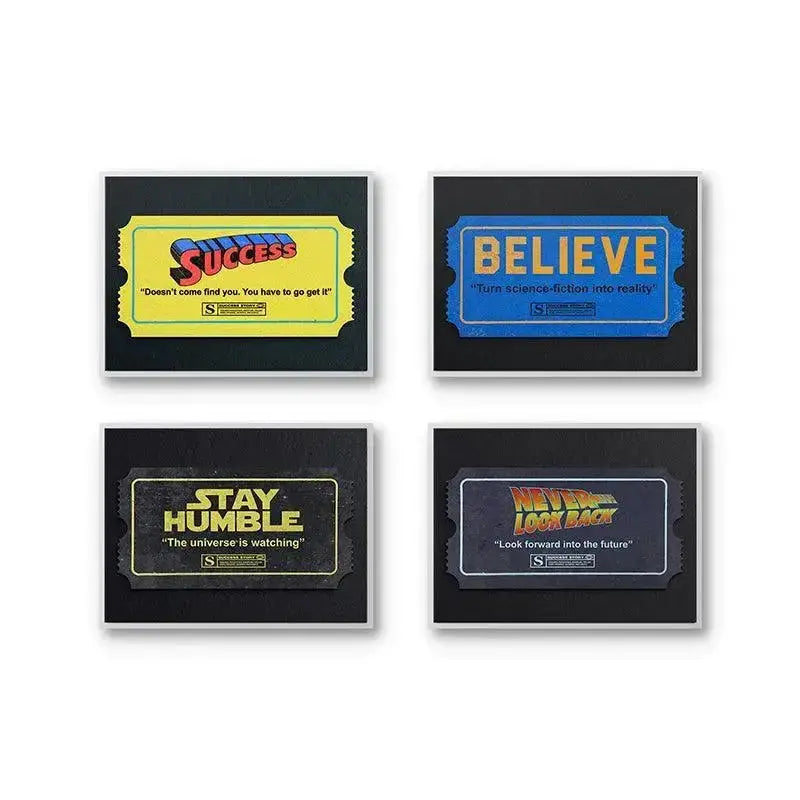 Textured view of the blue 'BELIEVE' patch from the motivational Cinema Bundle set.