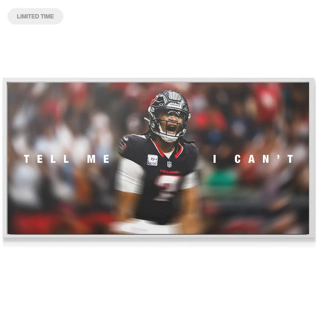 Texture view of the canvas surface showing the high-definition print quality of 'CJ Stroud - Tell Me I Can't' artwork.