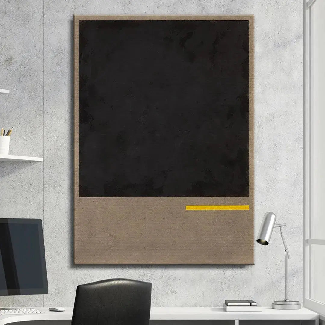 Detail of the horizontal vibrant yellow line, the key accent in the piece 'Clarity'.
