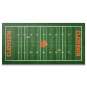 Clemson – Full Field Wall Art Overhead view of the vibrant green Clemson - Full Field football rug, perfect for a fan cave.