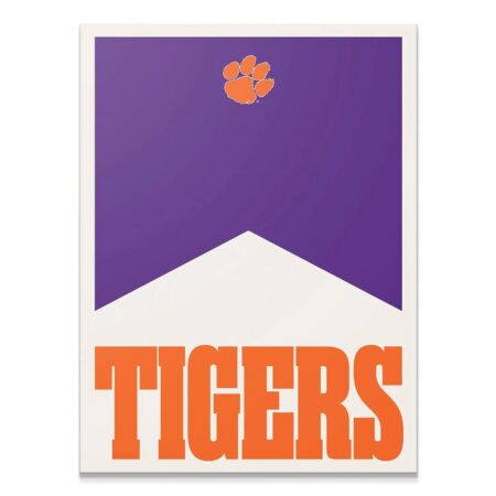 Full vertical view of the vibrant Clemson - Marlboro Minimalism graphic poster print.