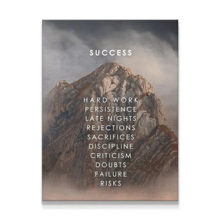 Close-up view of the rugged, textured rock face overlaying motivational text on the Climb To Success print.