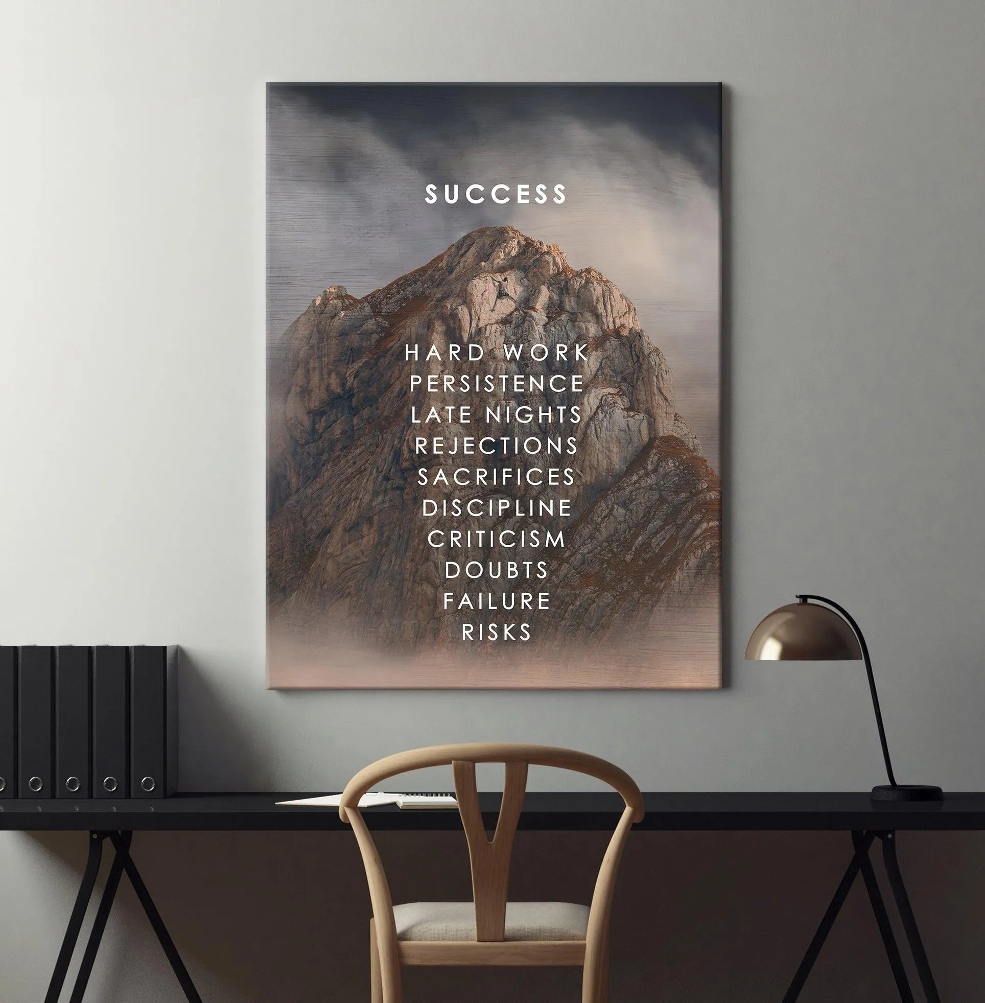 Detailed vertical view emphasizing the long list of sacrifices and persistence required for true Climb To Success.