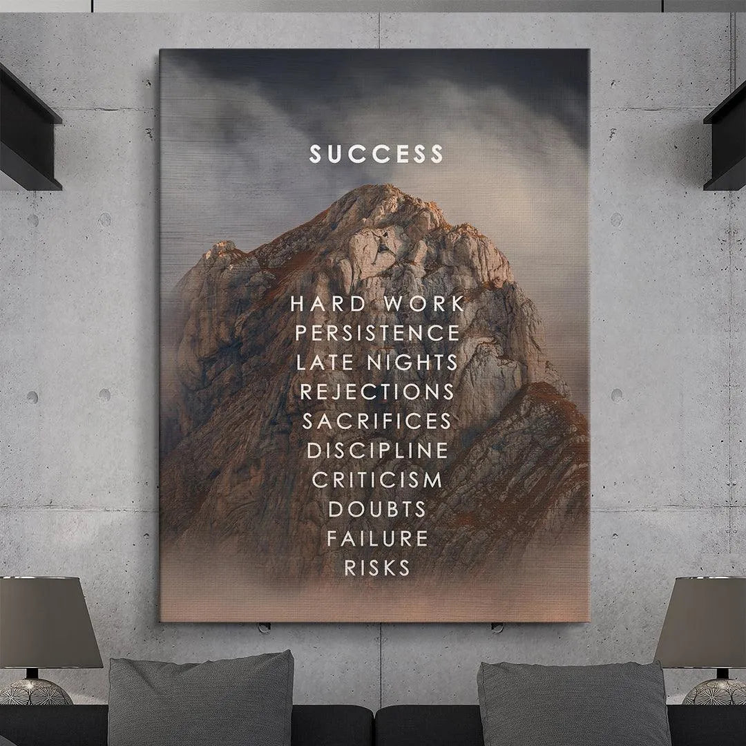 Motivational canvas showing the dark, dramatic background and atmospheric fading surrounding the Climb To Success imagery.