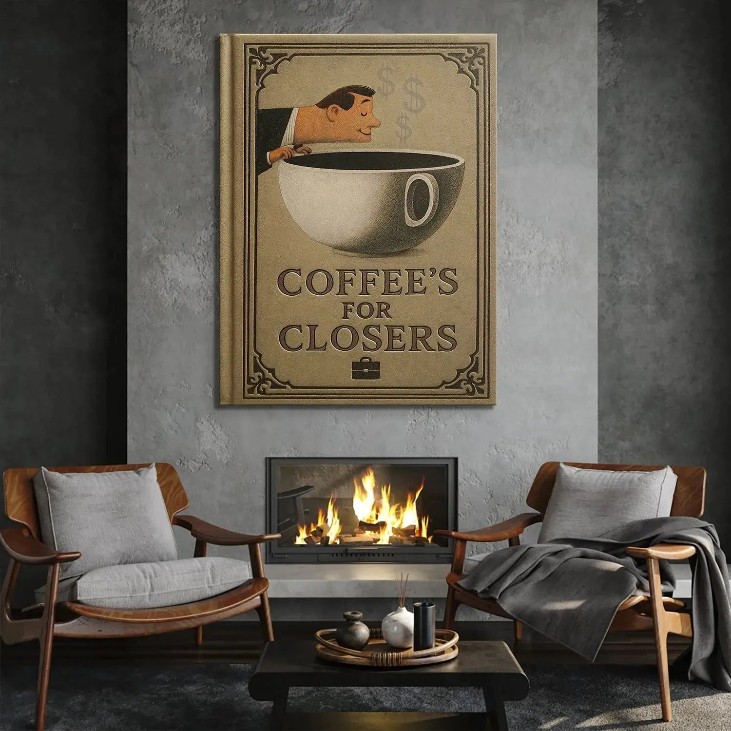 Detailed texture shot highlighting the potential faux-leather finish of the Coffee's For Closers - Cup.