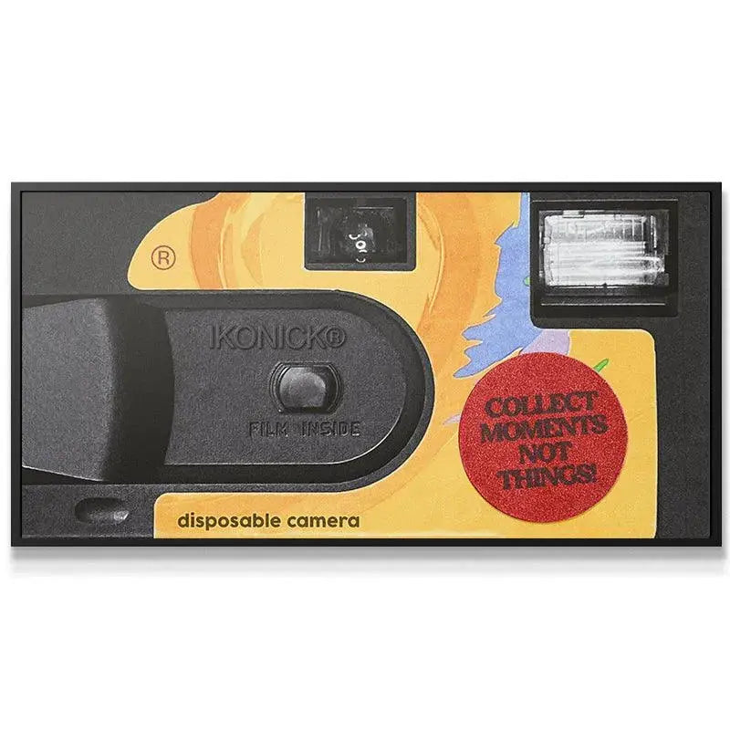 Close-up of the Konicko branding and shutter button, ready to help the user Collect Moments effortlessly.