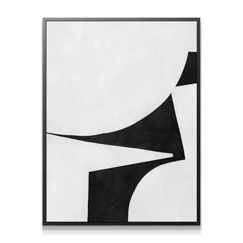 Close-up detail showing the impasto texture on the white background of Colliding Shapes Black N.3.
