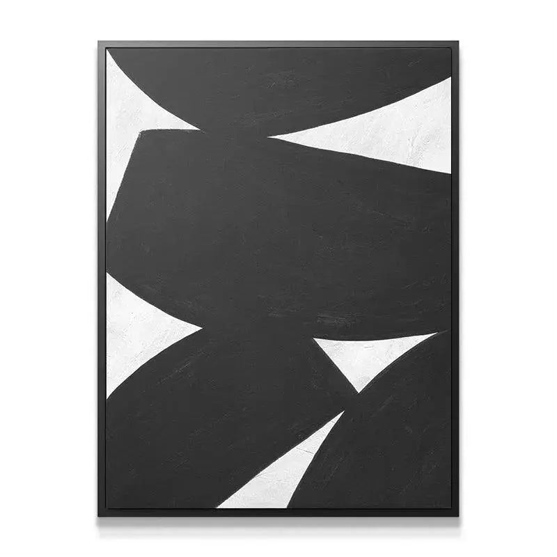 Close-up texture detail of the brushstrokes visible in the black shapes of Colliding Shapes Black N.5.