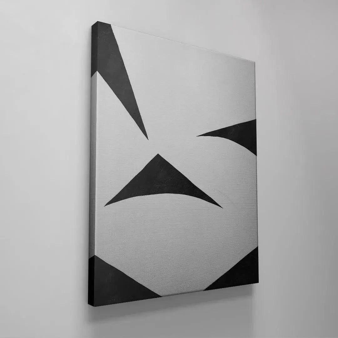 The bottom corner perspective view showing the precise alignment of the sharp points in Colliding Shapes Black N.6.