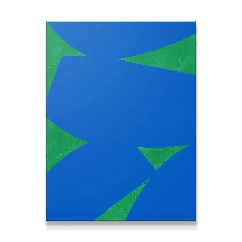 Colliding Shapes Blue N.5 - Full view of the abstract geometric artwork on a clean white background.