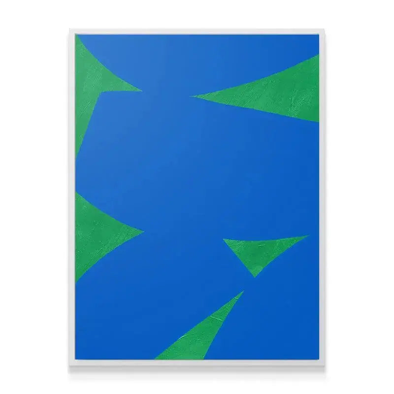 Vertical orientation shot of Colliding Shapes Blue N.5 highlighting the central expanse of primary blue.