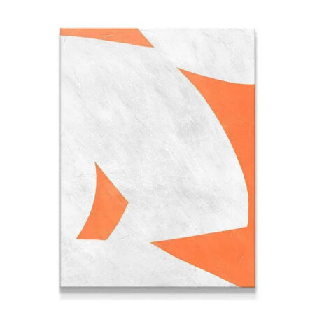 Full view of the vibrant geometric abstract print Colliding Shapes Orange N.4.