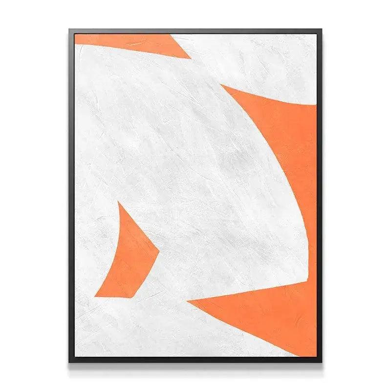 Close-up of the textured white background and orange lines in Colliding Shapes Orange N.4.