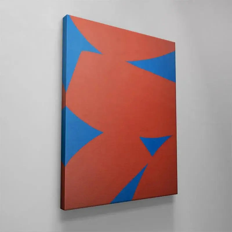 Conceptual depiction of the bold color collision and dynamic movement featured in Colliding Shapes Red N.5.