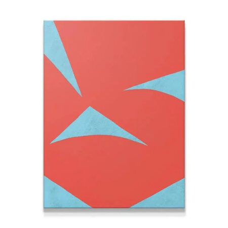 Full frontal view of the high-contrast abstract geometric artwork Colliding Shapes Red N.6.